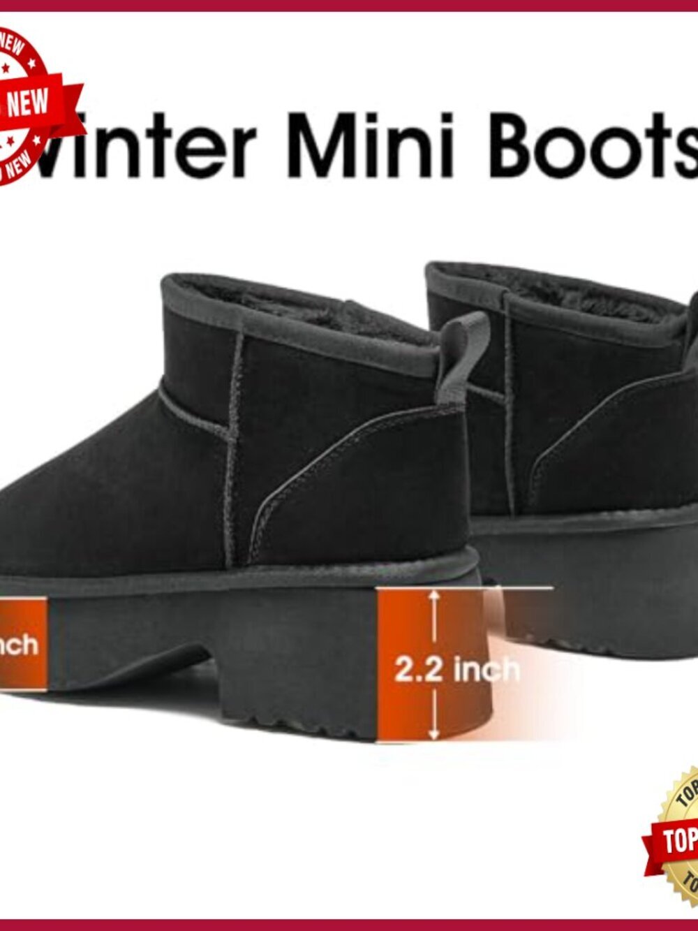 Platform Mini Boots for Women, Fur Lined Ankle Booties, Suede Winter Snow Boots - Picture 4 of 7